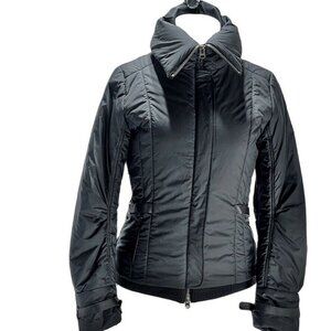 Luca DAltieri Womens Black Puffer Jacket With Zipper & Belted Cuffs